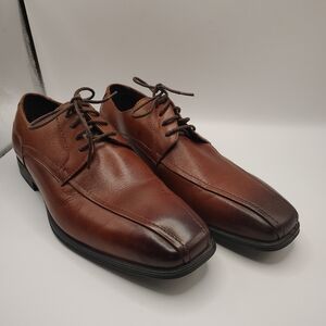 Asher Green Men's Oxford Dress Shoes Size 10M Brown Leather Square Toe Lace Up